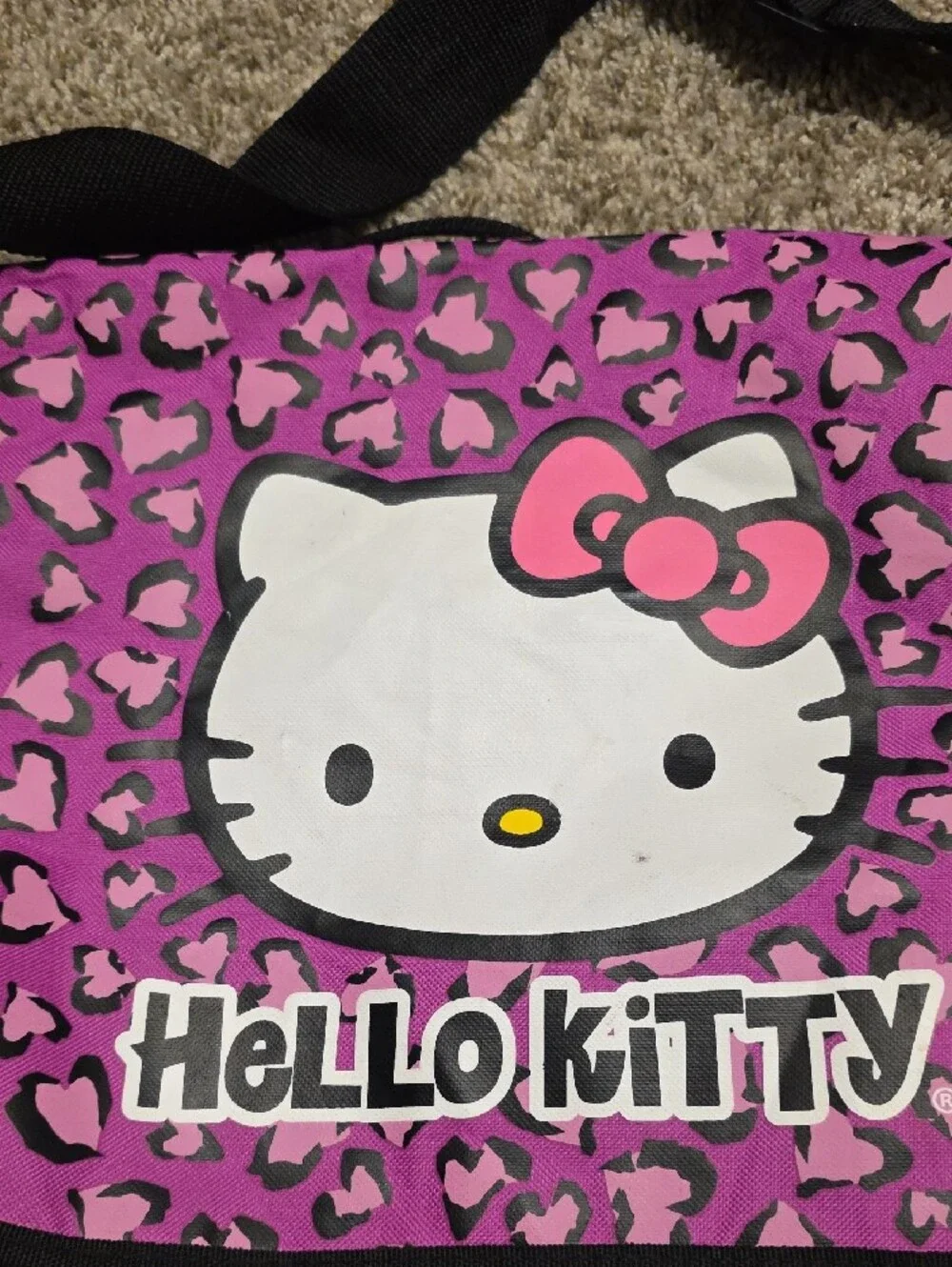 Hello Kitty Pink and Black Leopard-Print Kids Messenger Bag